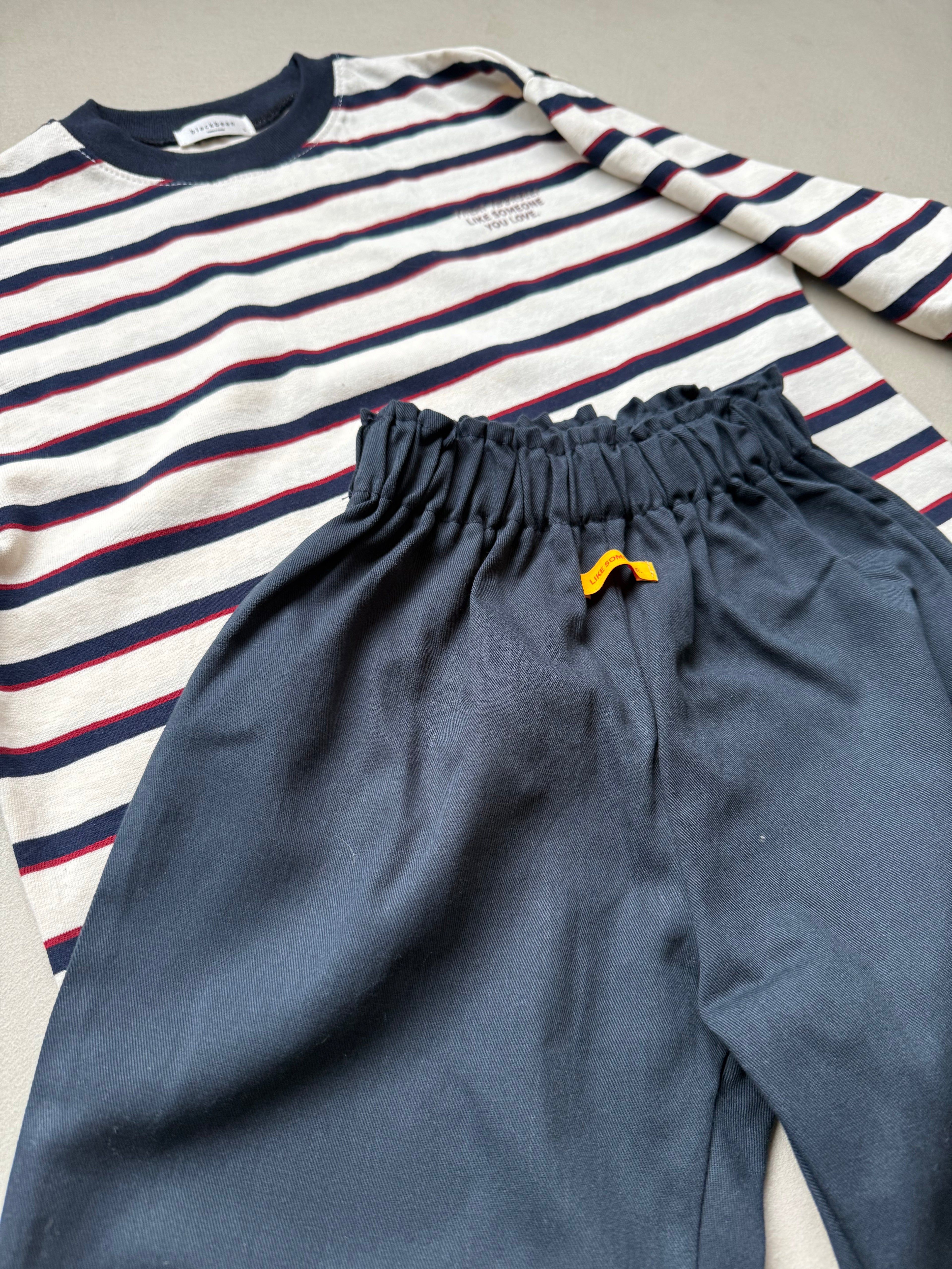 Stripe long tee blue