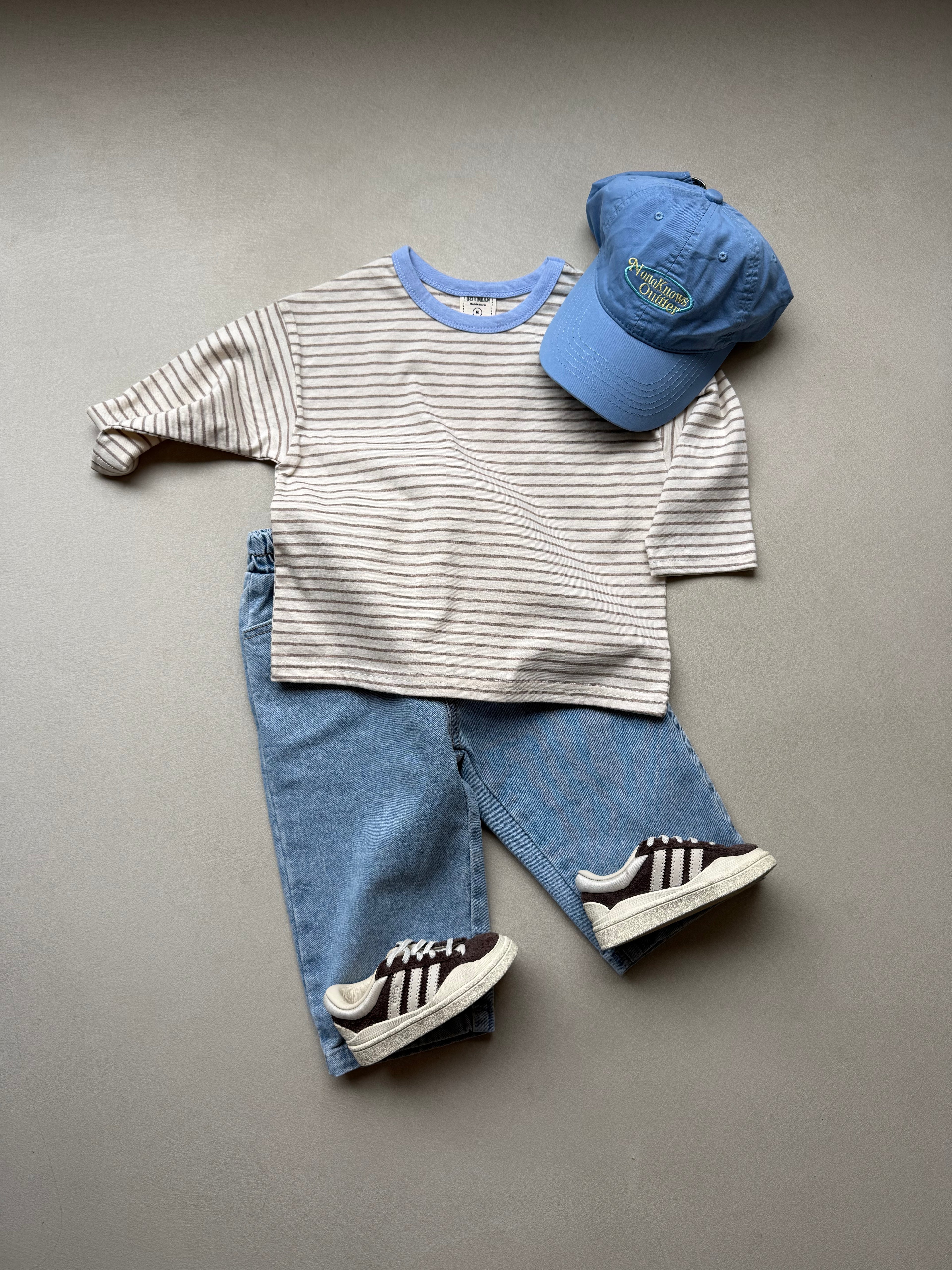 Stripe long tee beige
