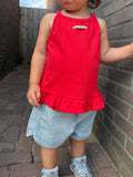 Red frill top