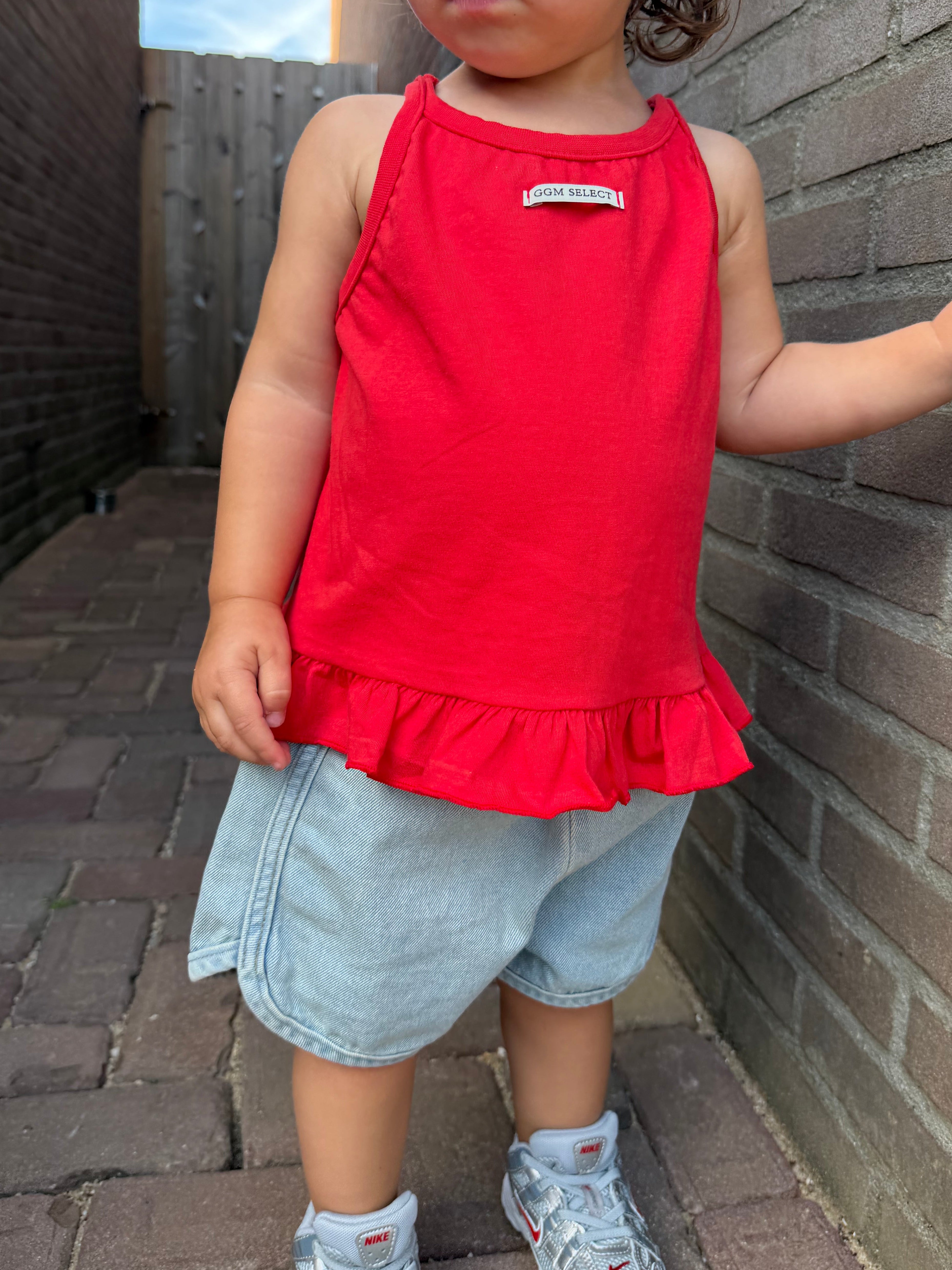 Red frill top